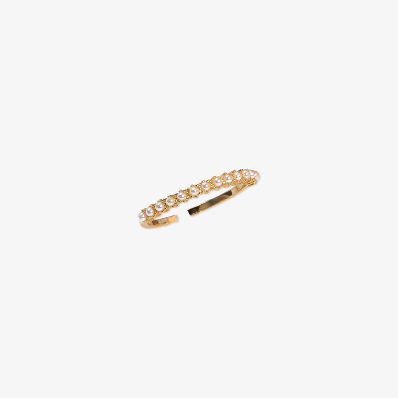 Mini Pearl Open Ring in Gold