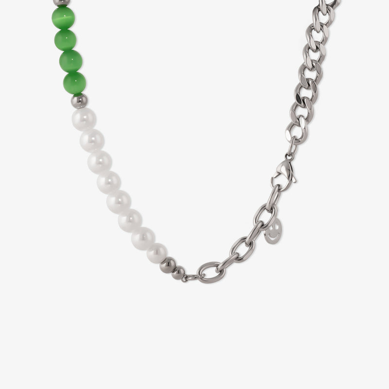 Asymmetrical Green Beads Necklace