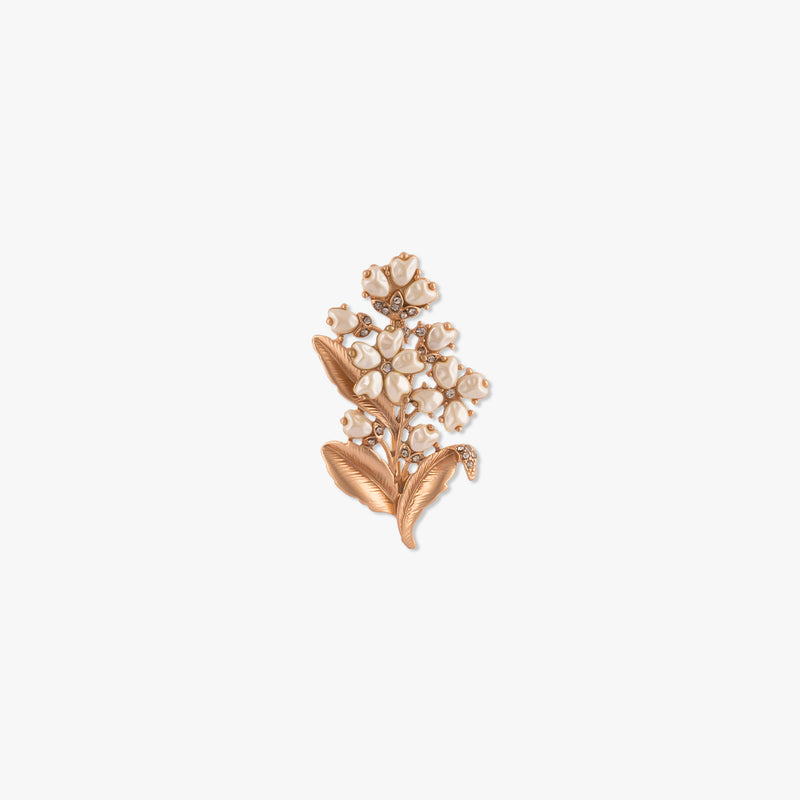 Gold Floral Pearl Brooch