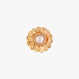 Golden Flower Pearl Brooch