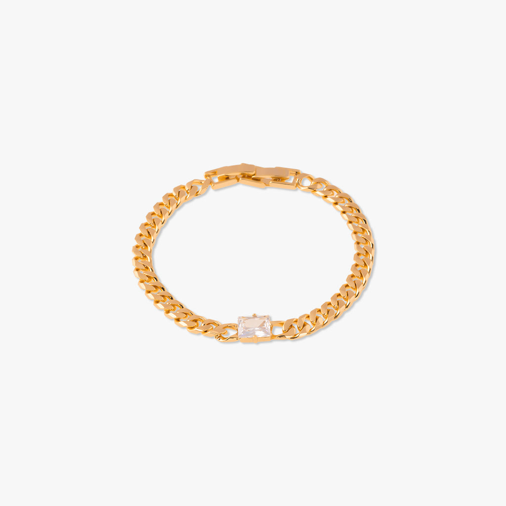 Brittany Gold Chain Bracelet in White