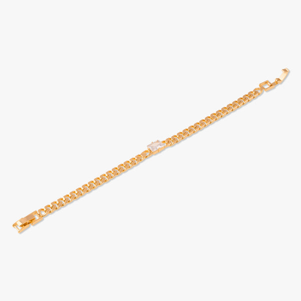 Brittany Gold Chain Bracelet in White