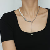 Silver Chain with Pearl Necklace